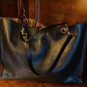 Saks Fifth Avenue black leather tote bag